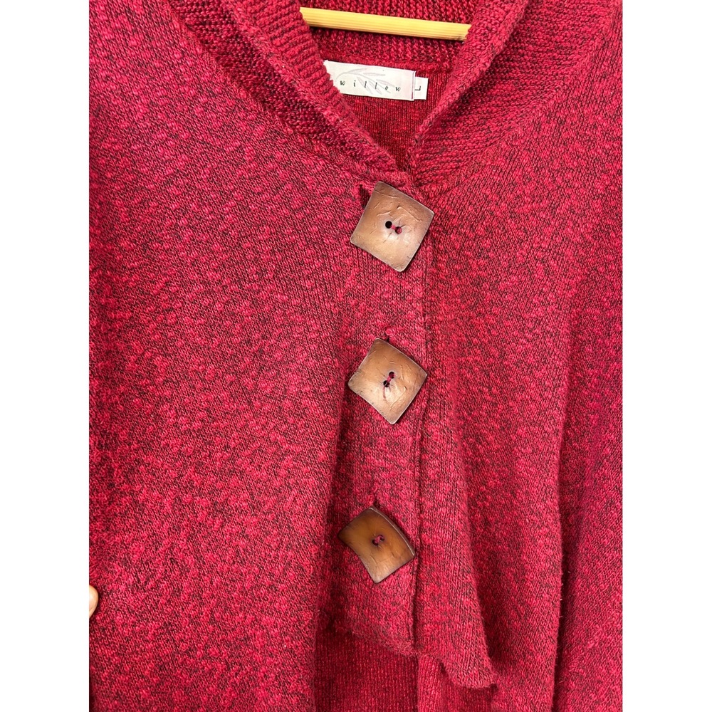 Willow Knit Red Button Up Cardigan Sweater Women Large Bell Sleeve Logenlook - Picture 8 of 10